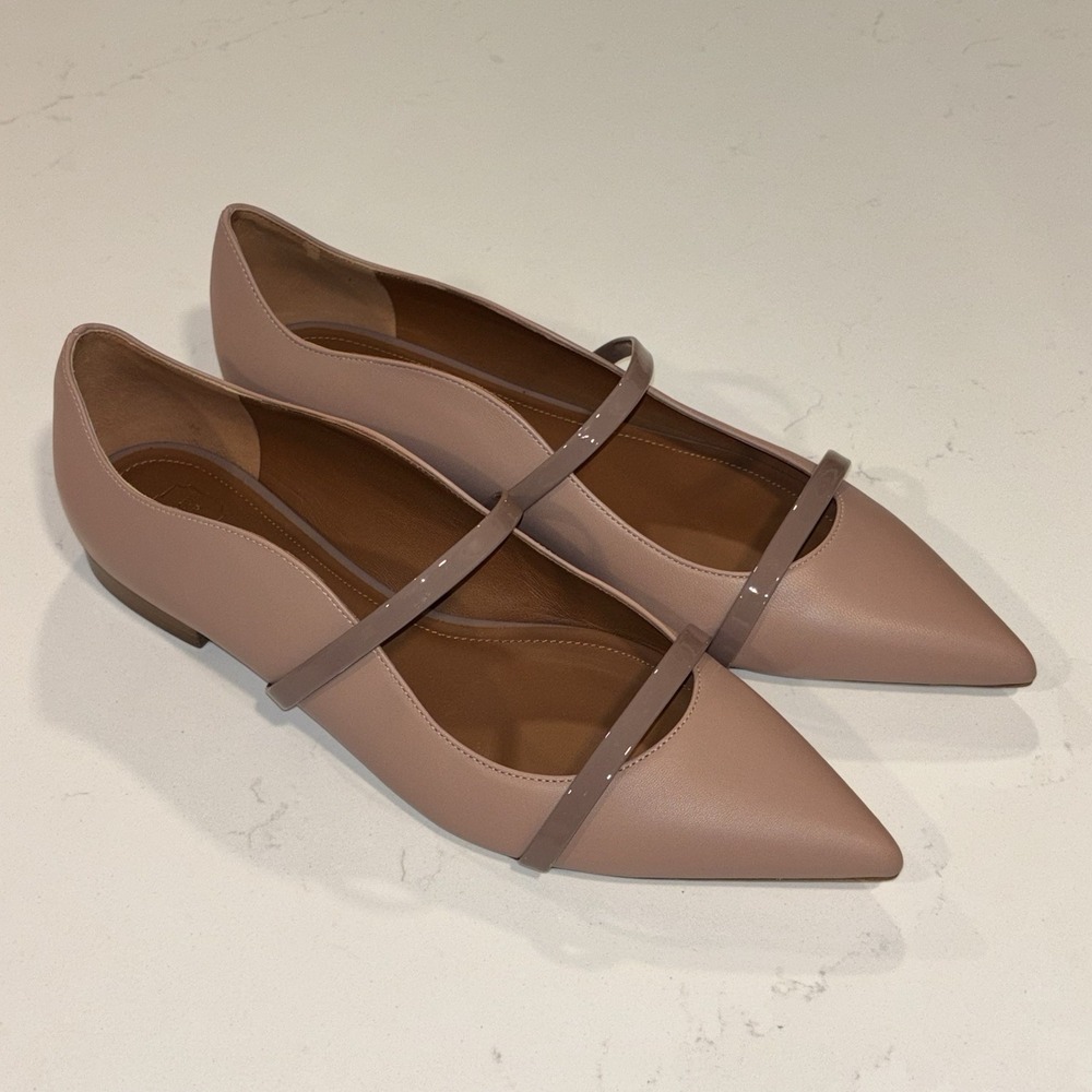 NWOB Malone Souliers Maureen Nude/Blush Leather Ballet Flats Size 40 US 10